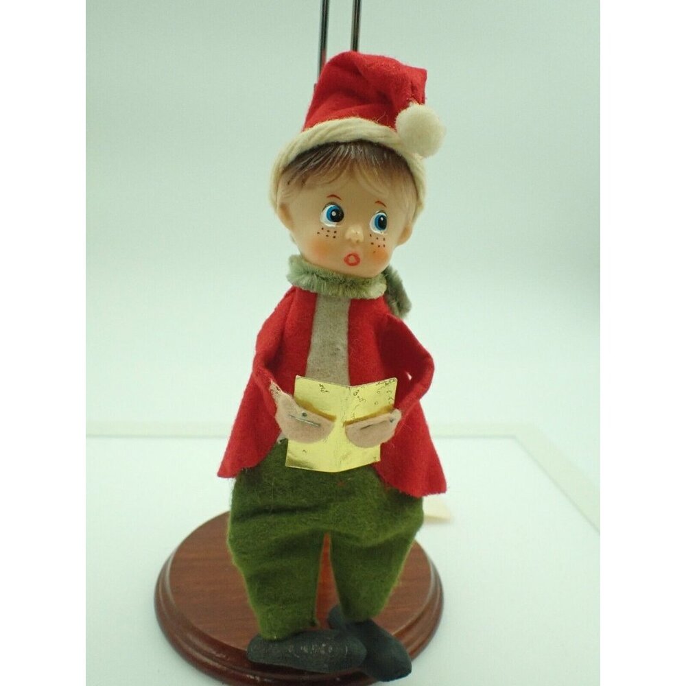 Hand Made Vintage Felt and Plastic  Singing Caroler Figure #1